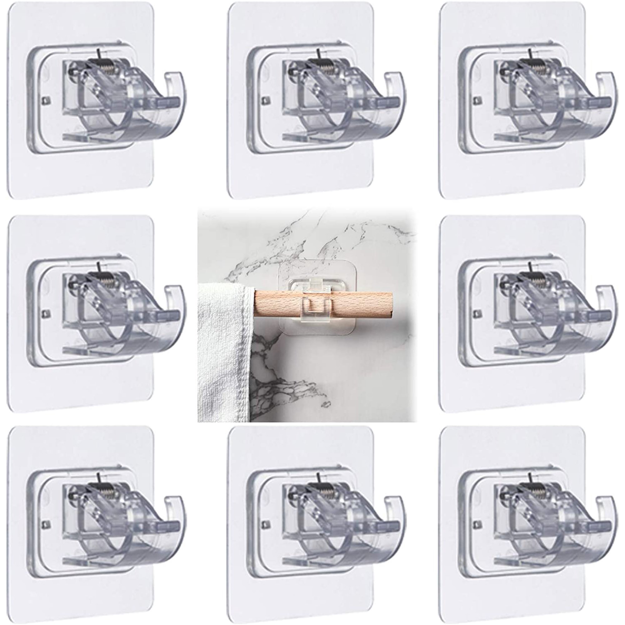 Curtain rod bracket, 9 Pcs Curtain rod hook, No drill universal plastic