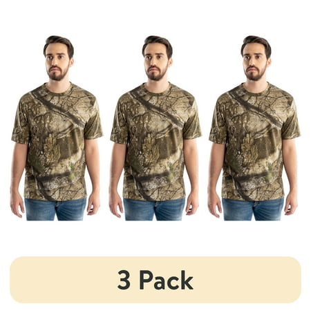 (3 pack) Realtree Men s Short Sleeve Scent Control Hunting Camouflage T-Shirt size S-3XL