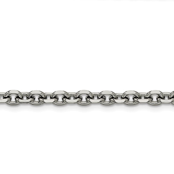 White Stainless Steel necklace Cable chain 24 in 5.3 mm