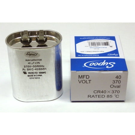 

2Pc Supco CR40X370 HVAC Motor Oval Run Capacitor 40 MFD 370 Volts