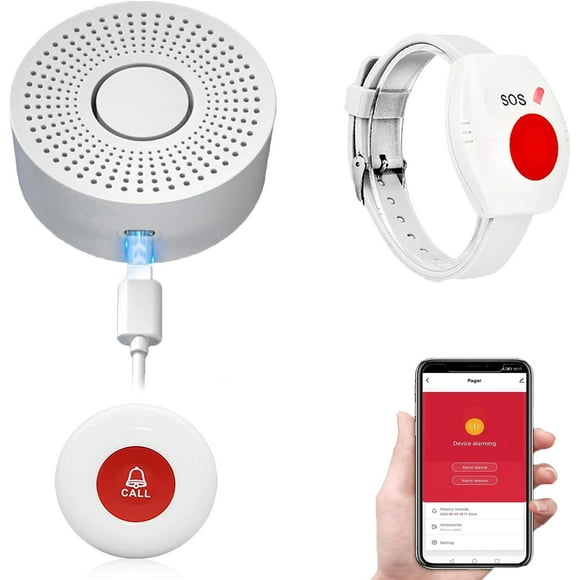 Wireless Emergency SOS Call Button for Elderly Patients & Seniors - Tuya WiFi-Enabled Medical Alert Transmitter with Portable Help Pendant for Home Use