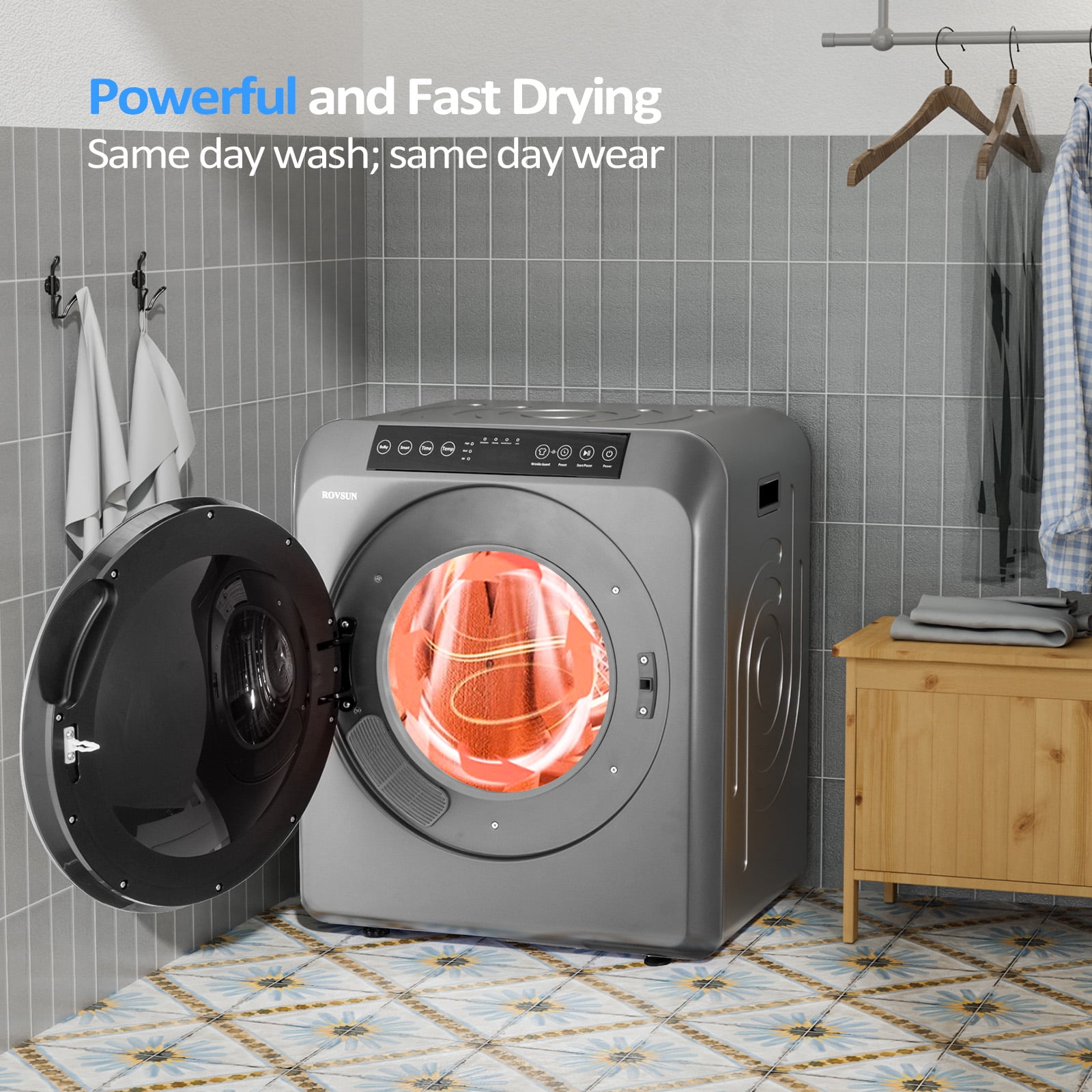 VINGLI 13.2LB Portable Clothes Dryer, 3.5 Cu.Ft Tumble Dryer