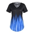 thumbnail image 4 of VSNOW Women Gradient Color Short Sleeve Tunic Tops T-Shirt Blouse, 4 of 5