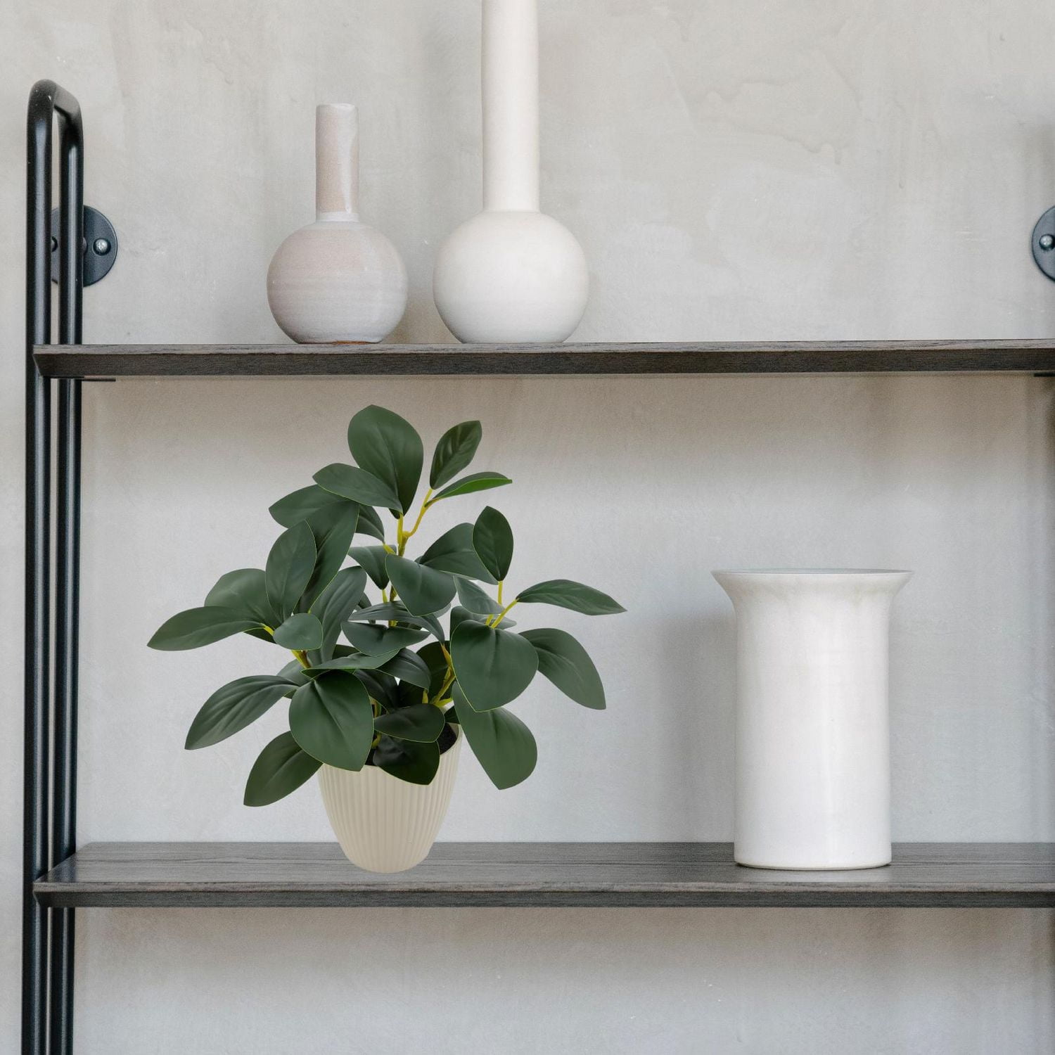 Mainstays 11in Indoor Artificial Plant in Pot, Green Peperomia., Baby rubberplant in Pot