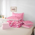 thumbnail image 5 of Homewish Ribbon Monogrammed B Bedding Comforter Set 7pcs for Girl, Kawaii Princess Style Queen Bedding Sets, Black Pink Cheetah Print Reversible Queen Sheet Sets, Luxury Bedroom Decor, 5 of 7