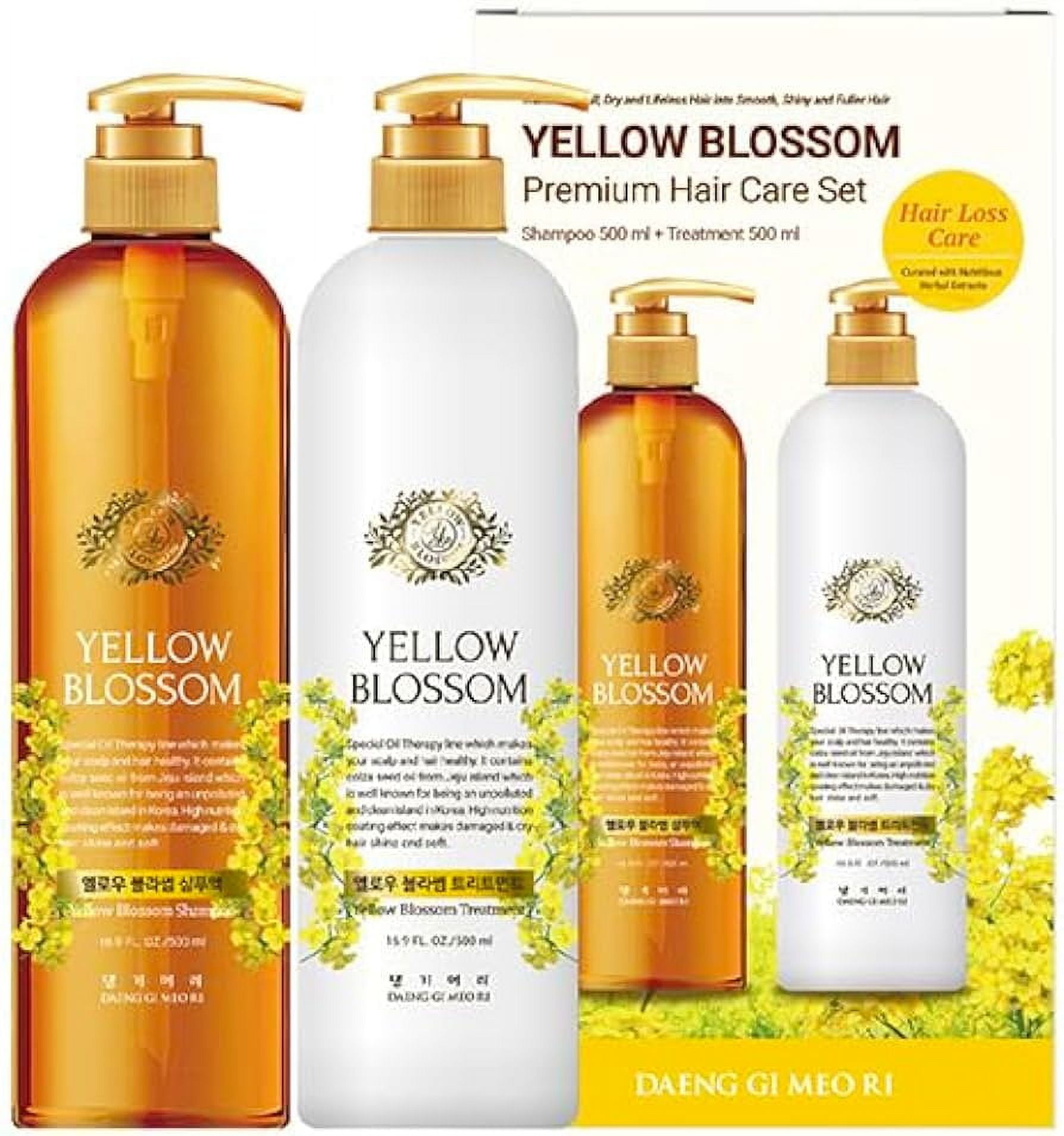 Daeng Gi Meo Ri - Yellow Blossom Premium Hair Care Set, Shampoo 16.9 FL OZ/ 500ml Each, Treatment 16.9 FL OZ/ 500ml Each