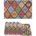 thumbnail image 3 of Placemats Set of 4 Heat-Resistant Rectangle Place Mats Bohemian Mexico Boho Washable Plastic PVC Dining Table Mat Non-Slip Wipeable Woven Vinyl Placemat for Kitchen Patio Table Decor, 3 of 8