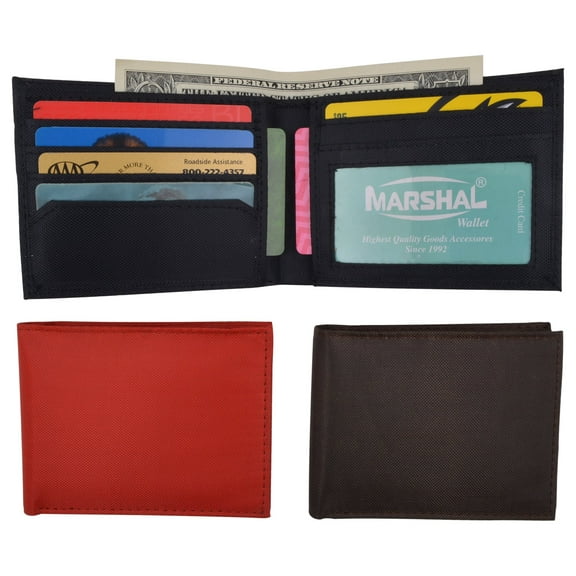 Nylon Boys Slim Thin Bifold Credit Card ID Holder Mens Wallet Black Red Blue Brown