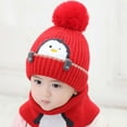 thumbnail image 2 of AWZXDE Baby Girls Boys Soft Warm Knit Hat Baby Winter Hat Baby Hats With Soft Ear Warmer Scarf Hood For Winter Red, 2 of 3