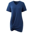 thumbnail image 4 of 2025 Nuevo vestido de playa de verano con cuello en V, manga corta y nudo lateral - Minivestido informal para mujer - Tallas S-XXL, 4 of 7