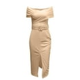 thumbnail image 4 of Bigersell Vacation Dresses for Women Short Sleeve Summer Bandage Solid Color Backless Strapless Party Long Maxi Dress Plus Size Dresses Regular Mini Dresses, Style 21578, Beige XXL, 4 of 5