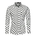 thumbnail image 5 of INSPIRE CHIC Men's Shirt Polka Dots Pattern Point Collar Long Sleeve Button Down Shirt 46 White and Black, 5 of 6