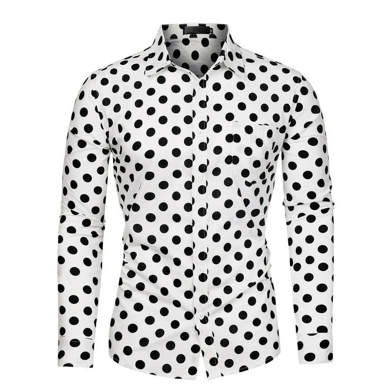 Mens white shirt with black polka dots new arrivals
