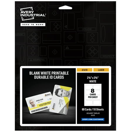 Avery Durable ID Cards, 80ct, 2.125" x 3.375" (61610)
