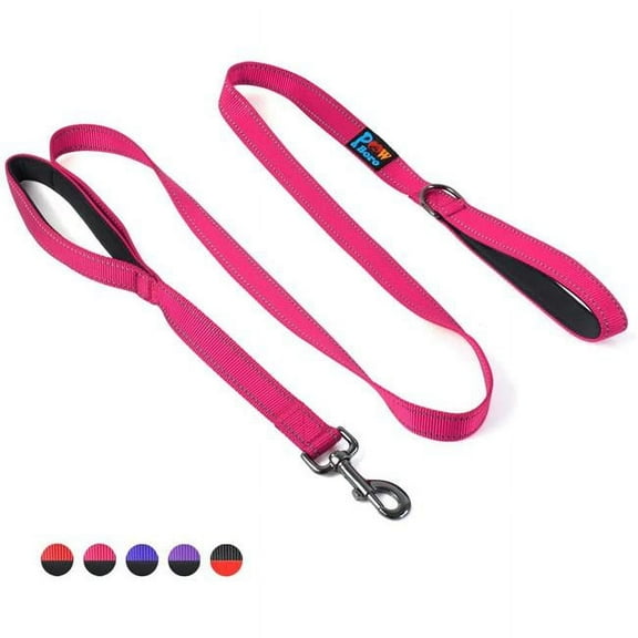 Powboro P0011B 6 ft. Double Handle Dog Leash, Black