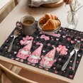 thumbnail image 3 of Galentine's Day Placemats Set of 4 Gnomes Pink Love Balloon Black Lattice Place Mats Indoor Wipeable Table Mats Washable Cloth Dining Table Placemats for Kitchen Holiday Party Home Decor 13x19 Inch, 3 of 9