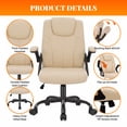 thumbnail image 6 of GASEE Leather Office Chair, Big and Tall Office Chair 400LBS Wide Seat Ergonomic Computer Desk Chair High Back Executive Leather Chair Adjustable Task Chair Lumbar Back with 1-Year Warranty, Beige, 6 of 12