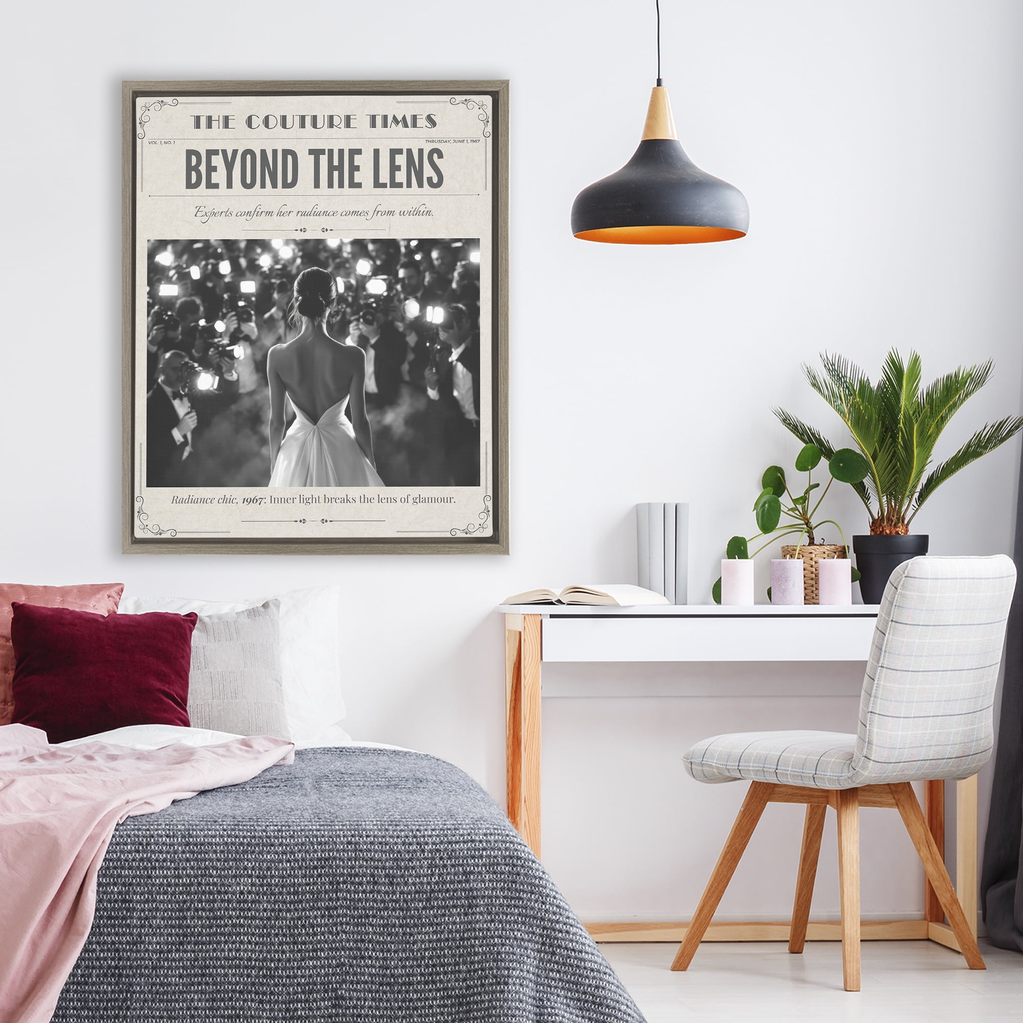 The Couture Times Magazine Brown Framed Floater Canvas Wall Art, design by A Barefoot Stylist
