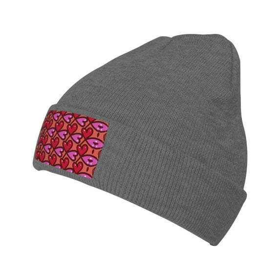ZICANCN Knit Beanie Hat-Seamless Hearts-Shapes Love Winter Cap Soft Warm Classic Hats for Men Women Valentine Pink