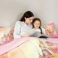thumbnail image 4 of Feelyou Pink Cartoon Castle Twin Bedding Sets 7-Piece, Dreamy Watercolor Bedding Comforter Set, Fairy Tale Sheet Sets, Breathable Room Decoration, 4 of 7