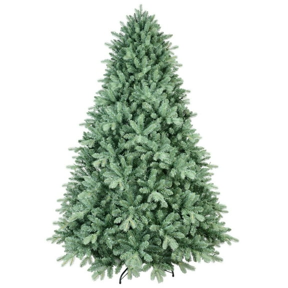 6 FT Unlit Artificial Christmas Tree Full Fir Design Without Lights Featuring 1878 Hinged Branches Tips, a Foldable Metal Stand for Holiday Blue