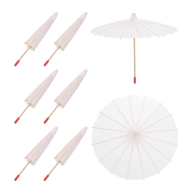 6 Pcs Paraguas de Papel, Paraguas de Papel de 8" para Manualidades, Blanco