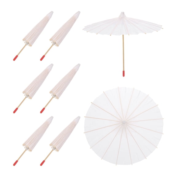 6 Pcs Paper Umbrellas ,8" Paper Parasol Umbrella for Craft,White