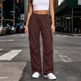 thumbnail image 4 of Womens Cargo Sweatpants Ruched High Waisted Sweat Pants Athletic Solid Color Casual Wide Leg Joggers Loose Fall Pants with Pockets, 4 of 7