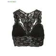 thumbnail image 4 of BadPiggies 2-Pack Women Plus Size Vest Crop Wire Free Bra Lace Lingerie Sexy V-Neck Underwear (2XL/3XL, Black), 4 of 7