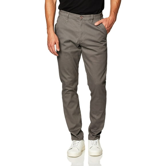 WT02 Pantalon Chino en Coton Extensible Ajusté pour Hommes, Gris, 36W x 32L