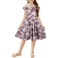 thumbnail image 3 of KISSMODA Girls Dress Casual Round Neck A Line Ruffle Sleeve Knee Length Dresses 4-13 Years, 3 of 4
