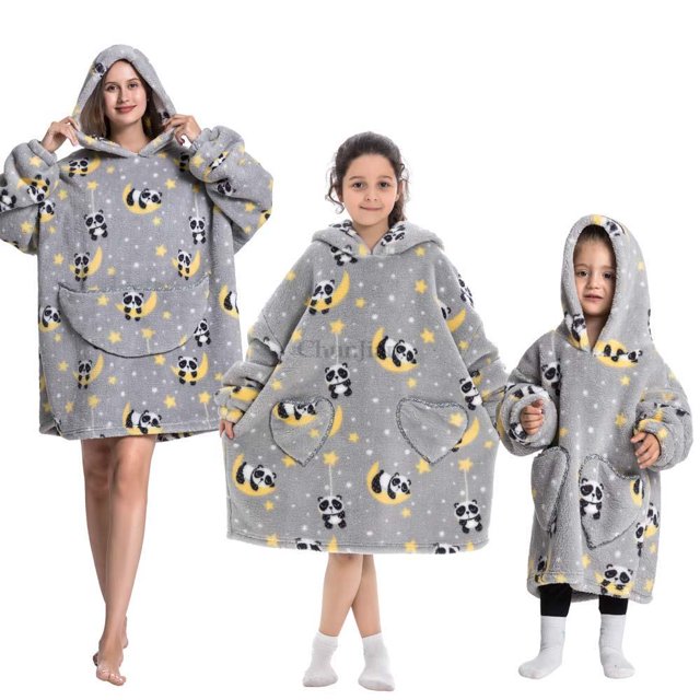 Sudadera con capucha a juego para la familia para mujer, manta de Sherpa de franela de felpa de gran tamaño, sudadera cálida para Halloween, ropa de casa gruesa para mujer, invierno