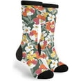 thumbnail image 1 of Chaussettes Unisexes en Coton Fantaisie - Chaussettes Rouges et Blanches Petites Fleurs, 1 of 5