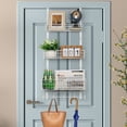 thumbnail image 2 of Over The Door Hanging Organizer Rack with 3 Mesh Baskets 5 Hooks, White, 2 of 7