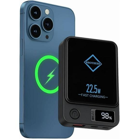 Magnetic 10,000 mAh Power Bank, Fast Charging 20W with USB Type C Charger, LED Display, Magsafe-Compatible Powerbank Portable Charger