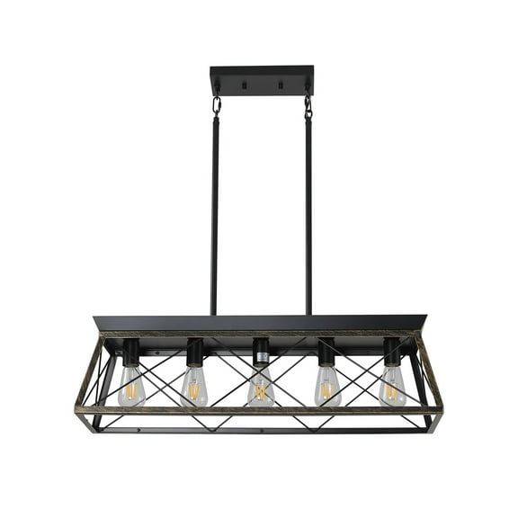 5-Light Black Pendant Lights Kitchen Island for Dining Room,Light SourceType E26*5