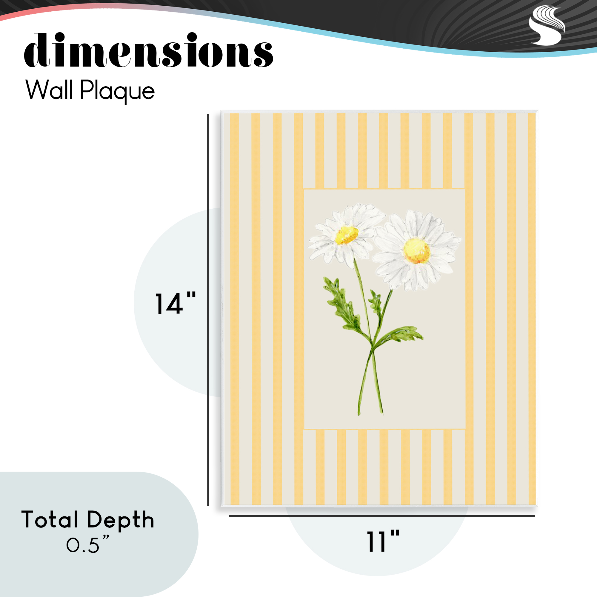 Yellow Stripe Daisy Wall Plaque Art, design by Lisa Wehmeyer