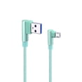 thumbnail image 1 of 1M Right Angle USB Micro Cable Braided USB 2.4 A to 90 Degree Data Cable Charger Cord for Universal Android Phone (Green), 1 of 7