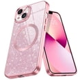 thumbnail image 3 of DOMAVER iPhone 13 Case 6.1" - Magnetic Clear Glitter Cover, MagSafe Compatible, Shockproof Protective with Camera Lens Protector (Pink), 3 of 10
