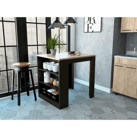 Kitchen Carts 3-Drawer Kitchen Island Wenge and Pine Wenge Kitchen Islands Particle Board Metal Kitchen Carts Furniture Dining Furniture Kitchen Islands & Carts