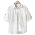 thumbnail image 3 of Chemises à Manches Courtes pour Hommes Mode Décontractée Unie Col Rabattu Bouton Blouse Manches Courtes Chemises Hommes Manches Courtes Chemises Hommes Manches Courtes Décontractées, 3 of 4