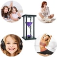 thumbnail image 4 of Reloj de arena de 60 minutos, temporizador de 1 hora para decoración del hogar, reloj de arena, adorno de oficina, marco de madera, reloj de arena, temporizador de cocina de 1 hora, color morado, 4 of 4