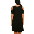 thumbnail image 2 of Defitshape Women's Summer Dress Mini Cold Shoulder Short Sleeve Casual Swing Scoop Neck Pockets Tshirt Black Medium, 2 of 4