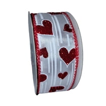 1.5" x 10 yards, Glitter Hearts Wired Ribbon