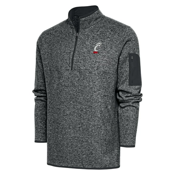 Men's Antigua Heather Charcoal Cincinnati Bearcats Fortune Quarter-Zip Pullover Jacket