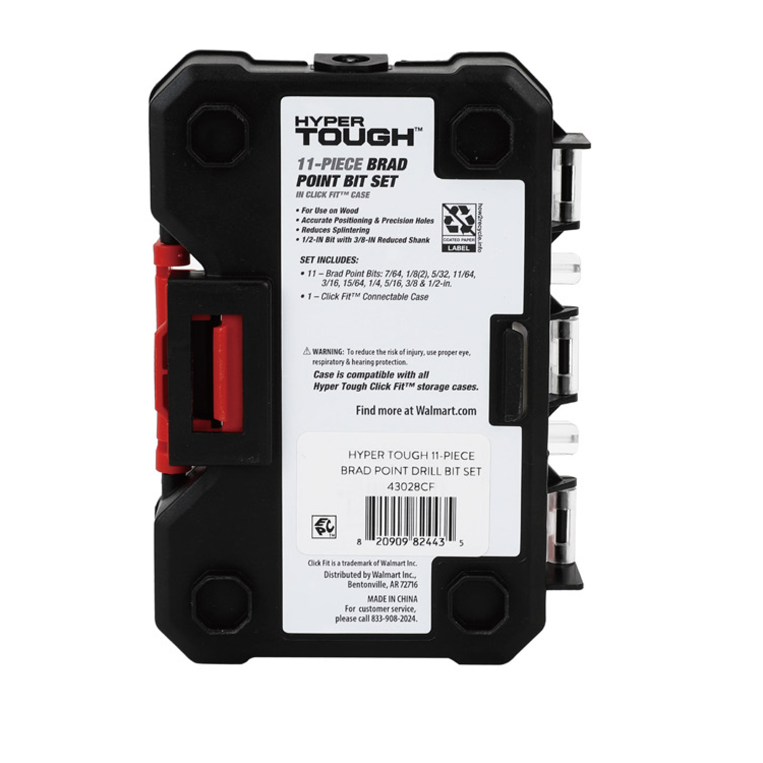 Juego de 11 brocas de punta de lanza Hyper Tough en estuche Click Fit 7