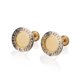 thumbnail image 1 of GIALLO | Aretes de oro 14K broquel Grecas oro blanco y amarillo GIALLO Para bebés, niñas y mujeres, 1 of 4
