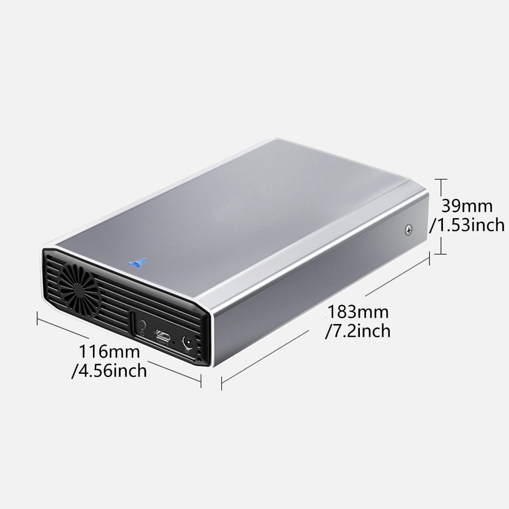 tegongse Aluminium Hard Drive Enclosure with Cooling Fan 5Gbps for 2.5/3.5 SATAs HDD SSD Type C 3.1 ToolsFree Hot Swappable
