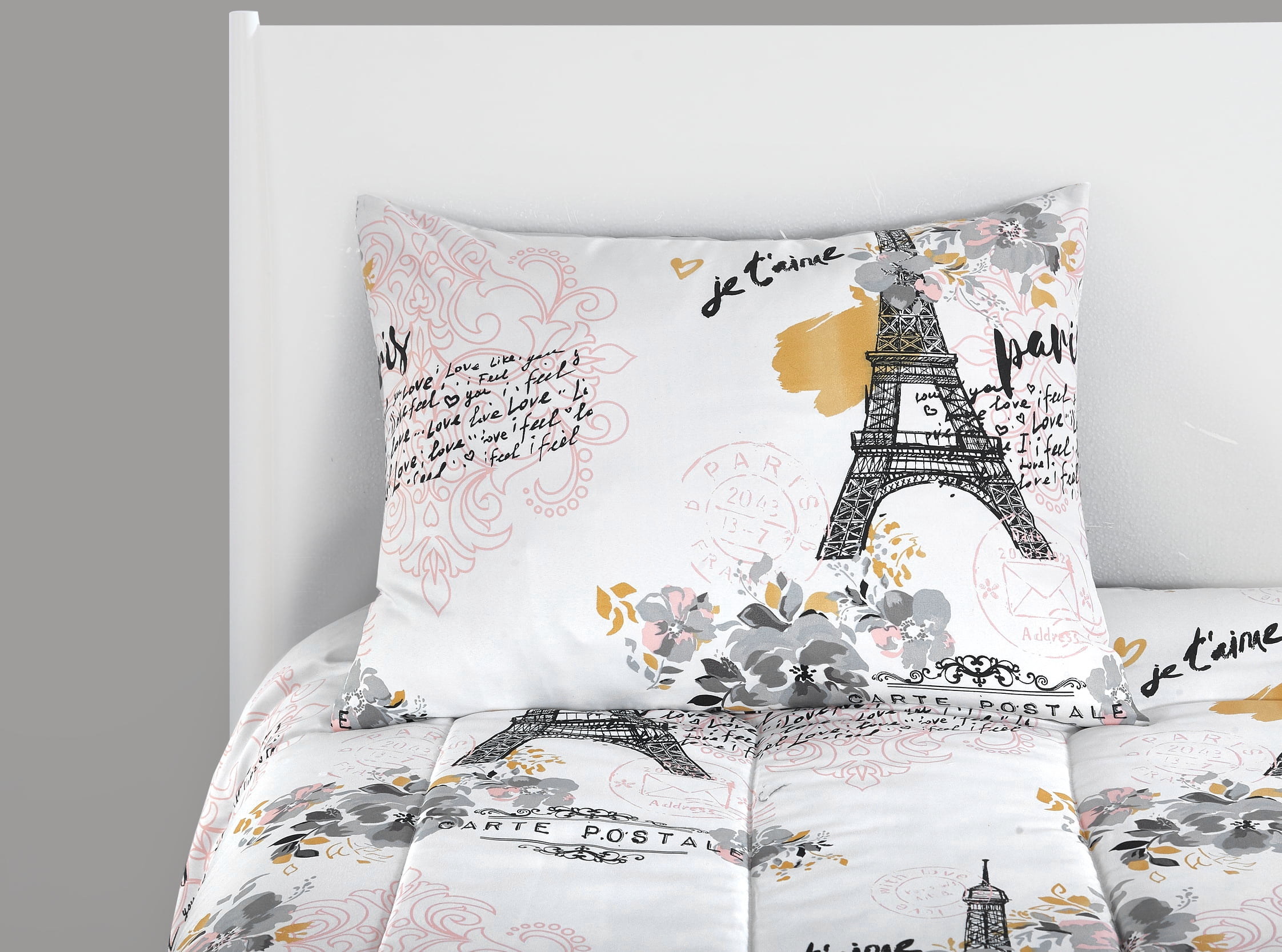 Your Zone Teen Paris Eiffel Tower Bed in a Bag Bedding Set With Reversible Comforter