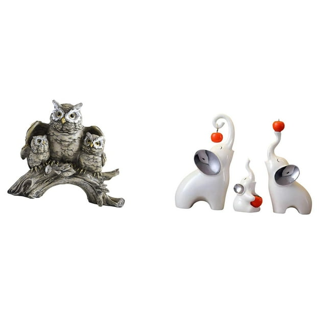 Figuras modernas de búhos y elefantes, escultura decorativa de mesa para sala de estar, oficina, escritorio, dormitorio o mesita de noche.